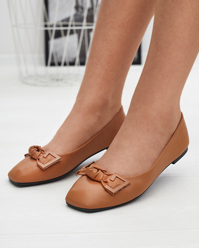 Royalfashion Damskie camelowe baleriny z ozdobą na nosku Caxien