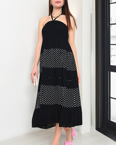 Czarna sukienka w groszki PLUS SIZE - Odzież