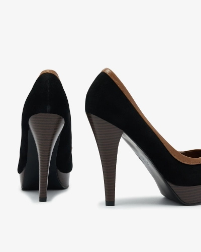 Royalfashion Czarne damskie czółenka na wysokiej szpilce Zistin